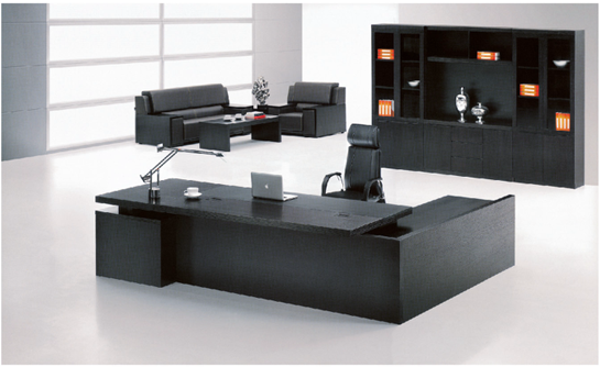 黑色優雅辦公室家具實木大班臺